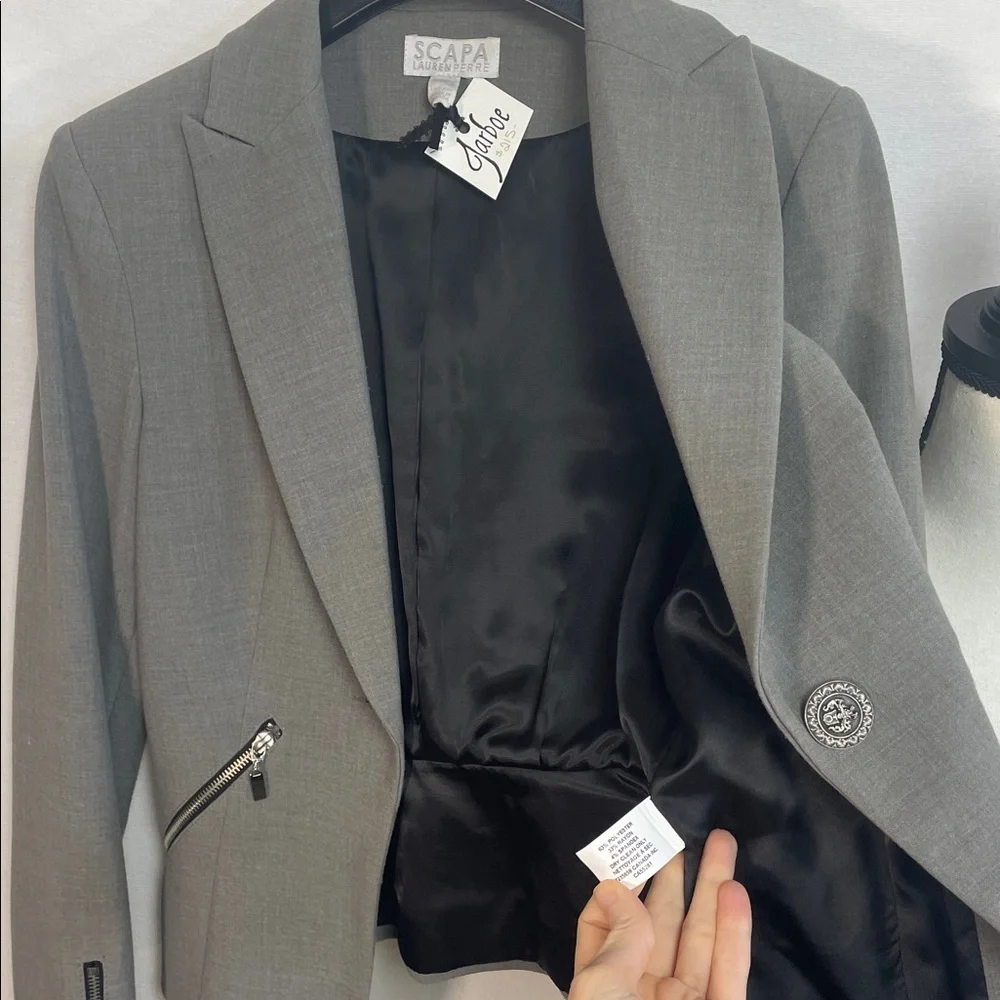 NWT Charcoal Women's Blazer with Zipper Accents